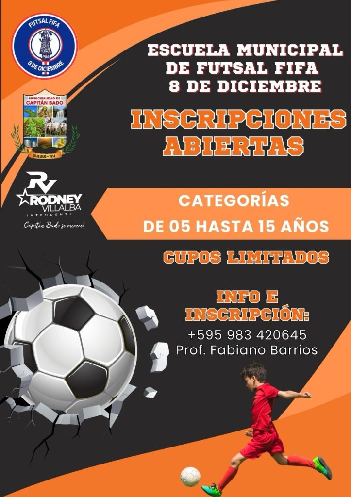 A brillar en la cancha! Inscripciones abiertas para la Escuela Municipal de Futsal FIFA 8 de Diciembre