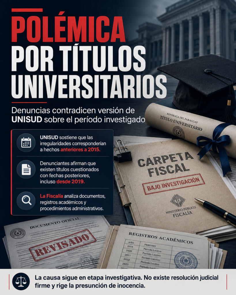 Polémica por títulos universitarios: denuncias contradicen versión de UNISUD sobre el período investigado